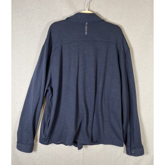 LL Bean Explorer XXXL Navy Blue Snap Front Slightly Fitted Heavy Sweatshirt EUC - Picture 4 of 13